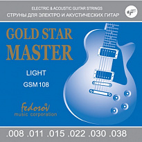 Fedosov GSM108 Gold Star Master Light Комплект струн для электрогитары, нерж. сплав, 8-38